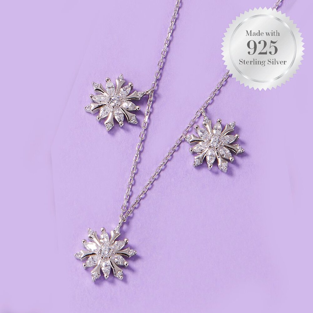 925 Sterling Silver Snowflake Necklace - Charmed Aroma Winter / Christmas